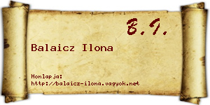 Balaicz Ilona névjegykártya